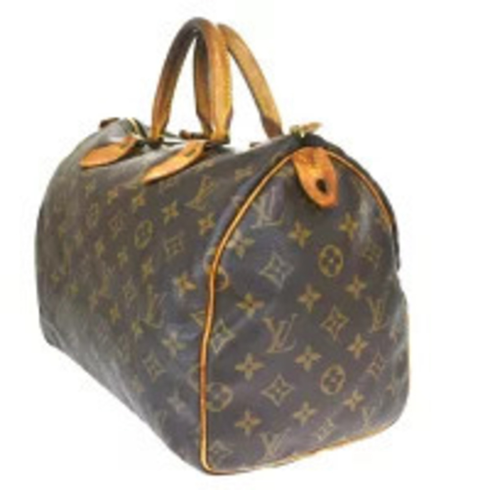 Louis Vuitton Leather Monogram Speedy Boston Handbag Brown